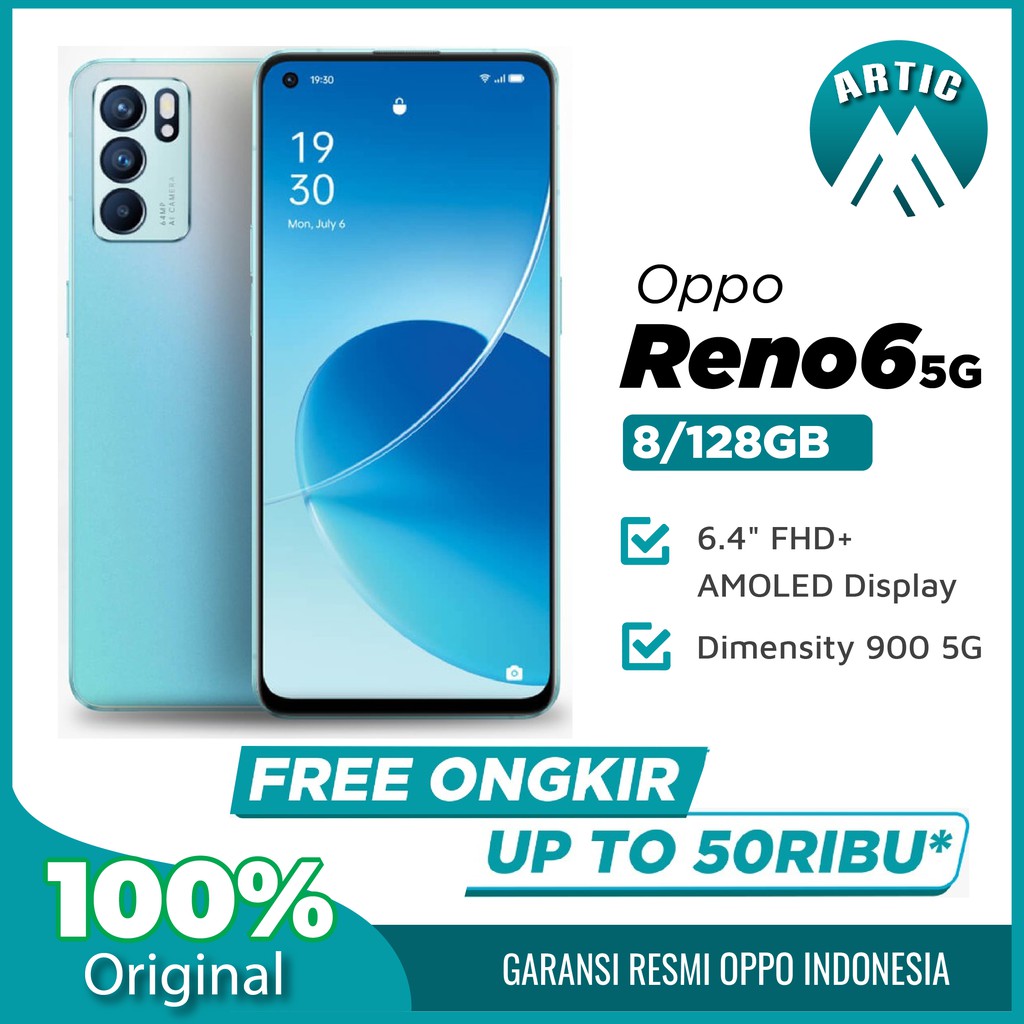 Handphone OPPO RENO 6 5G 8/128 GB RAM 8 ROM 128GB Hp Smartphone Android Original Garansi Resmi