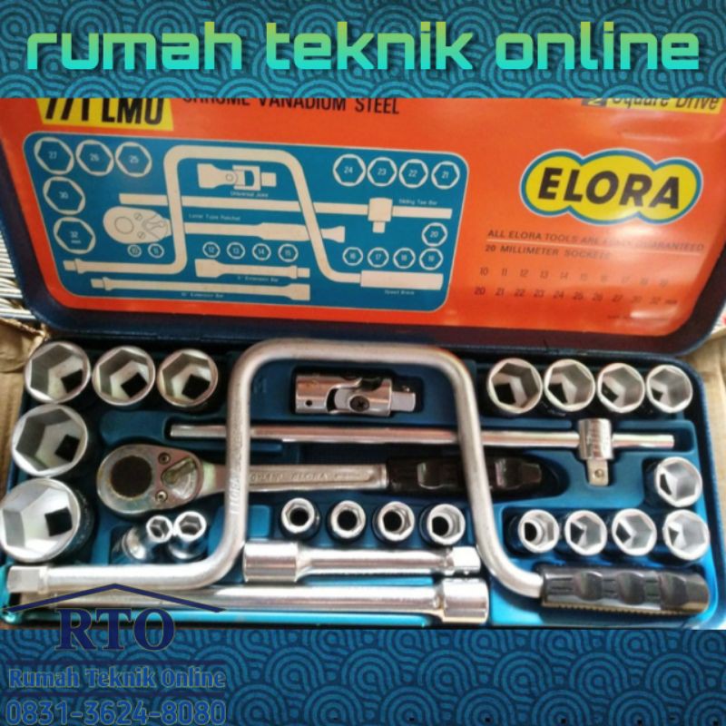 ELORA Kunci Sock Set DR. 1/2 Inch - Socket Wrench Metric 26 Pcs