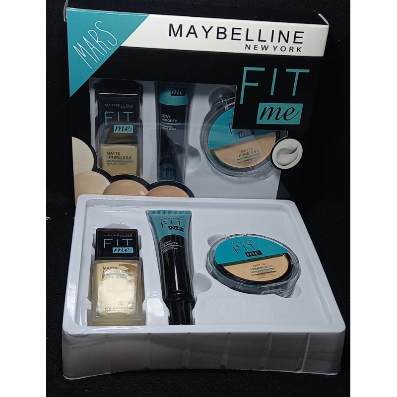 BEST SELLER PAKET MAKE - UP SET MAYBELLINE 3IN1 FIT ME WARNA NATURAL