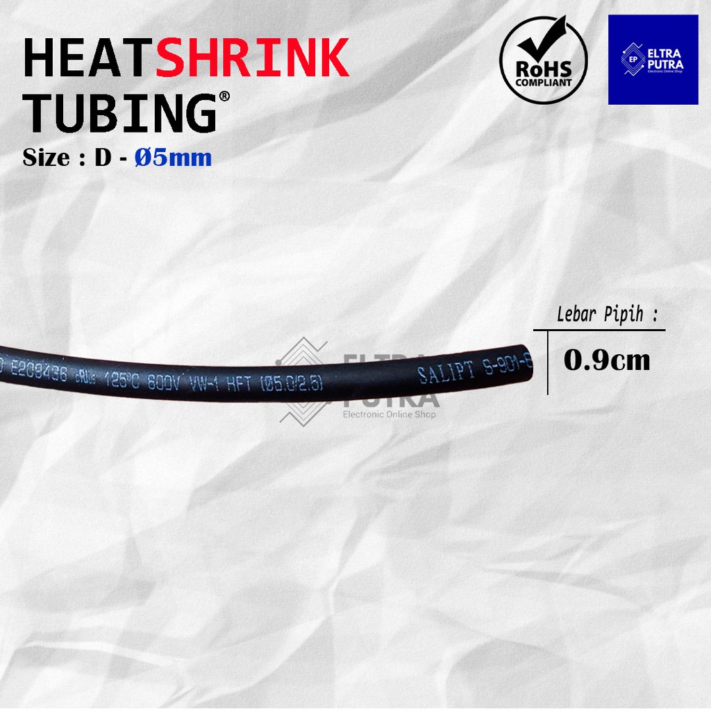 HEATSHRINK 5mm Warna Warni LENGKAP Ecer, Selongsong Selang Bakar ISOLASI BAKAR (1 Meter)