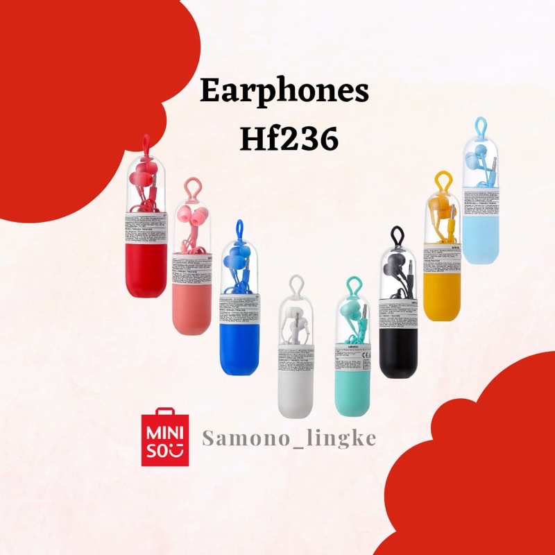 Miniso Official Music Earphone Colorful Capsule Headphones Noise Cancelling Awet Handsfree Earphone