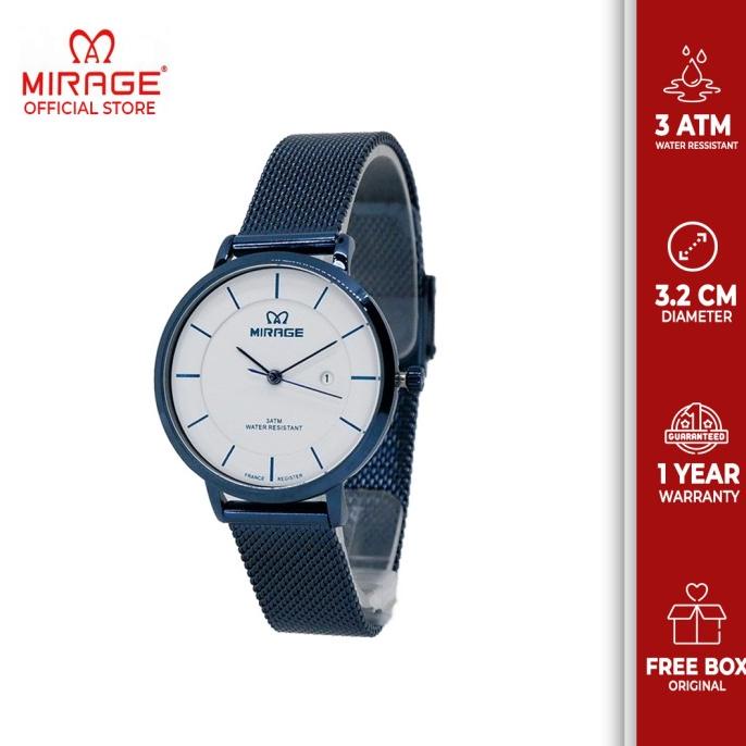 Jam Tangan Wanita Rantai Pasir Navy Elegant Original Miragewatch 8677L barang ada