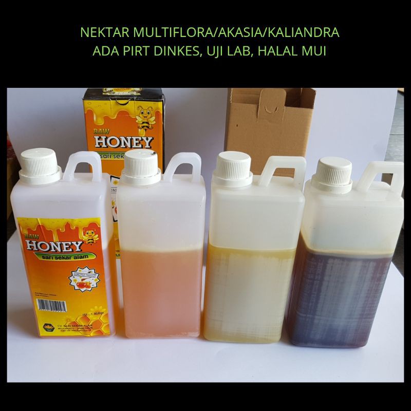 1 Kg Madu Hitam Pahit Akasia / Kaliandra / Multiflora / Randu / Raw Honey/Kopi-Karet/Semangka