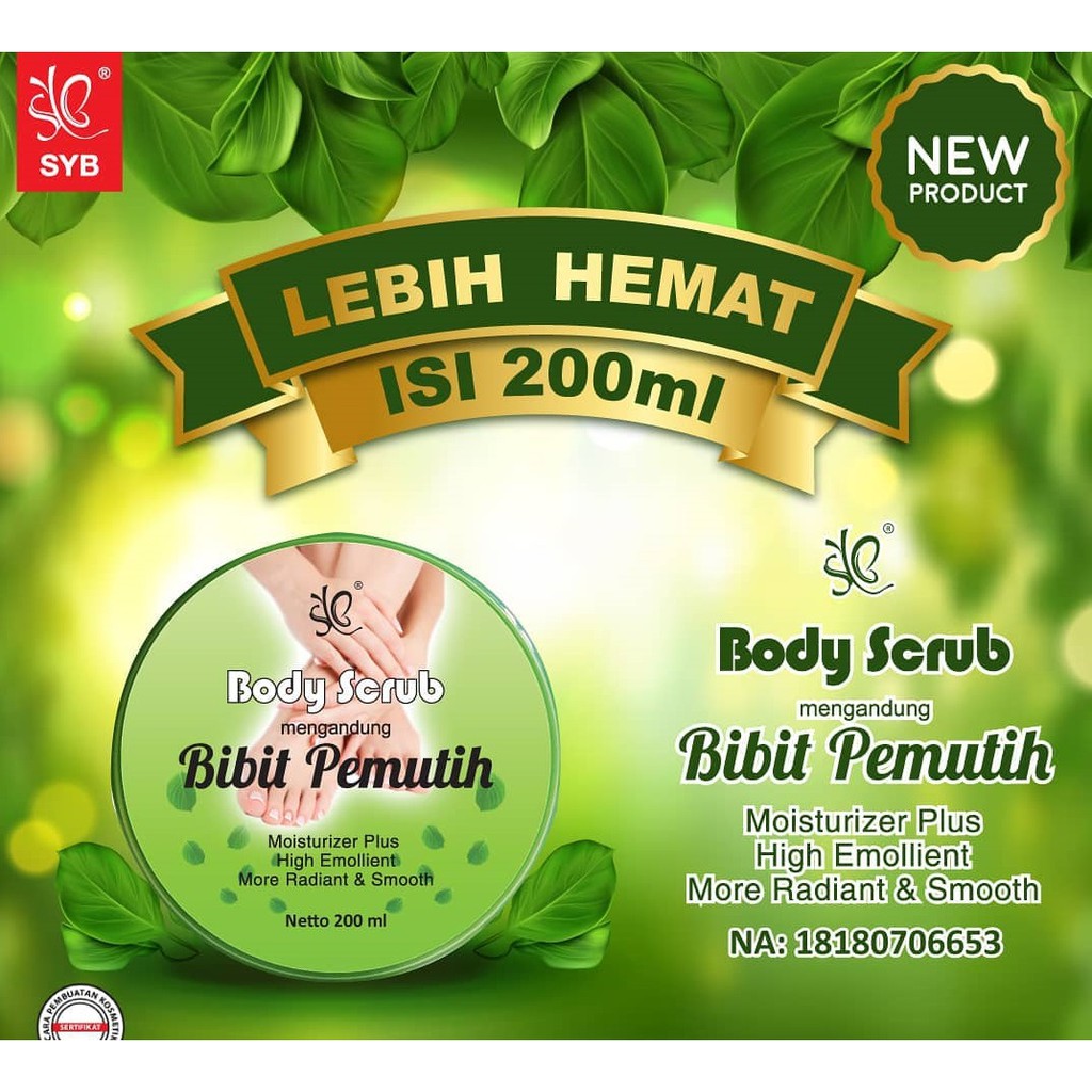 (SYB) BODY SCRUB BIBIT PEMUTIH UKURAN 200 ML - UKURAN BESAR BIBIT PEMUTIH - BIG SIZE