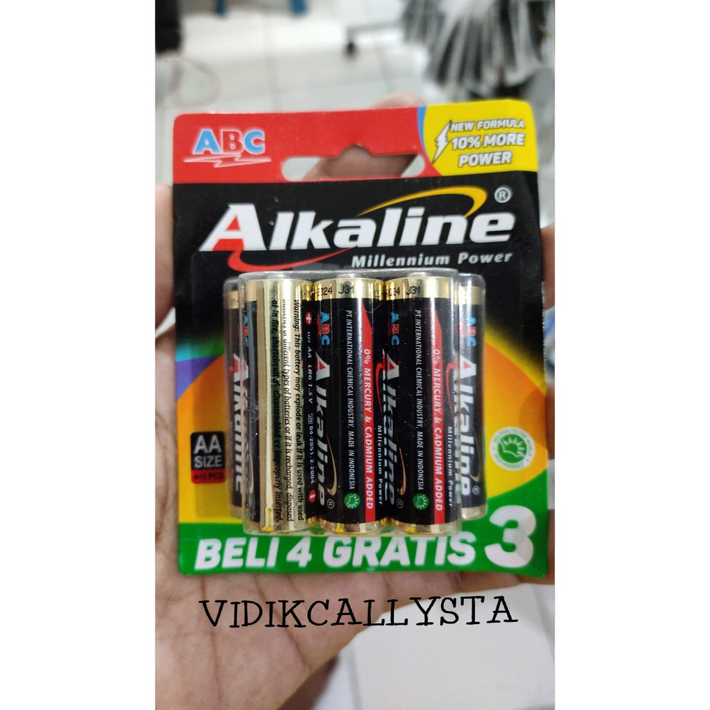 BATU BATTERY BATREI ORIGINAL ABC ALKALINE AA A2 ISI 7 PCS ABC A2