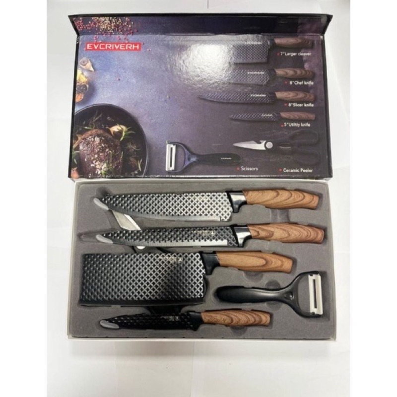 Knife set black pisau hitam evcriverh