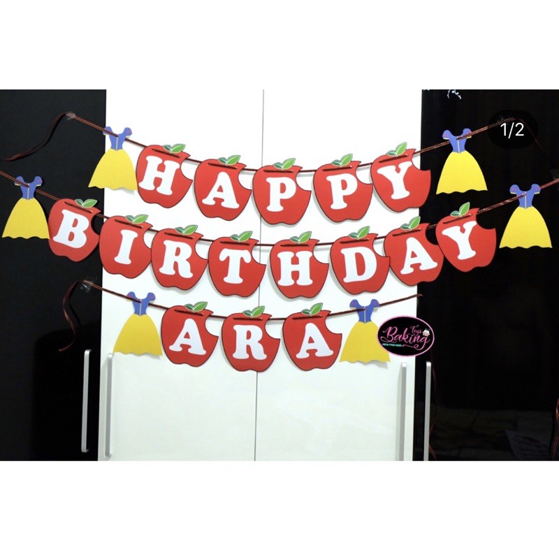 Princess Snow White Flag Bunting / Putri Salju Flag Benner Birthday / Bendera / Hiasan Dinding Ultah