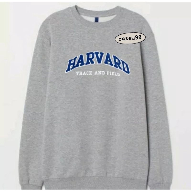 sweater Harvard grey Harajuku// crewneck sweetshirt wanita pria perempuan laki cewe cowo unisex bahan fleece// sweater distro viral// Women Man Sweatshirts Loose Oversize Pullover