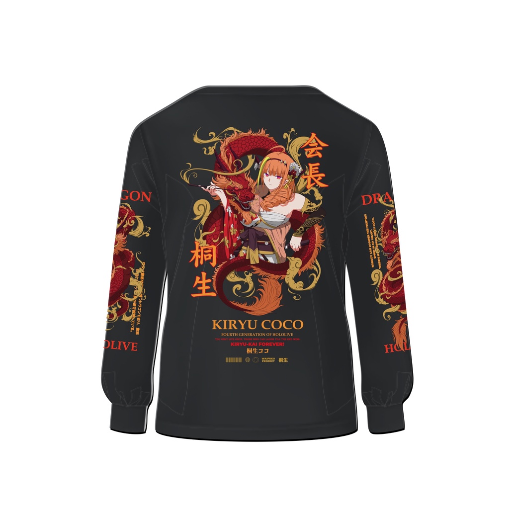 Longsleeve Kaos Hololive Japan - Kiryu Coco " Dragon of Hololive "