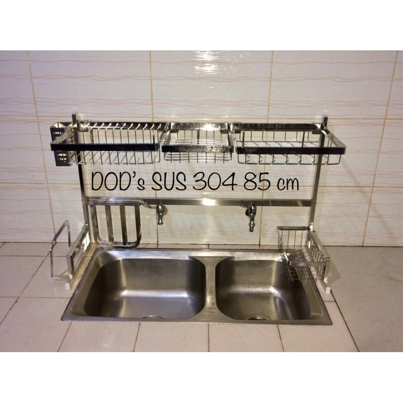 85cm SUS304 Dish Drainer Rack Over The Sink Rak Piring Wastafel Stainless 304 85 cm