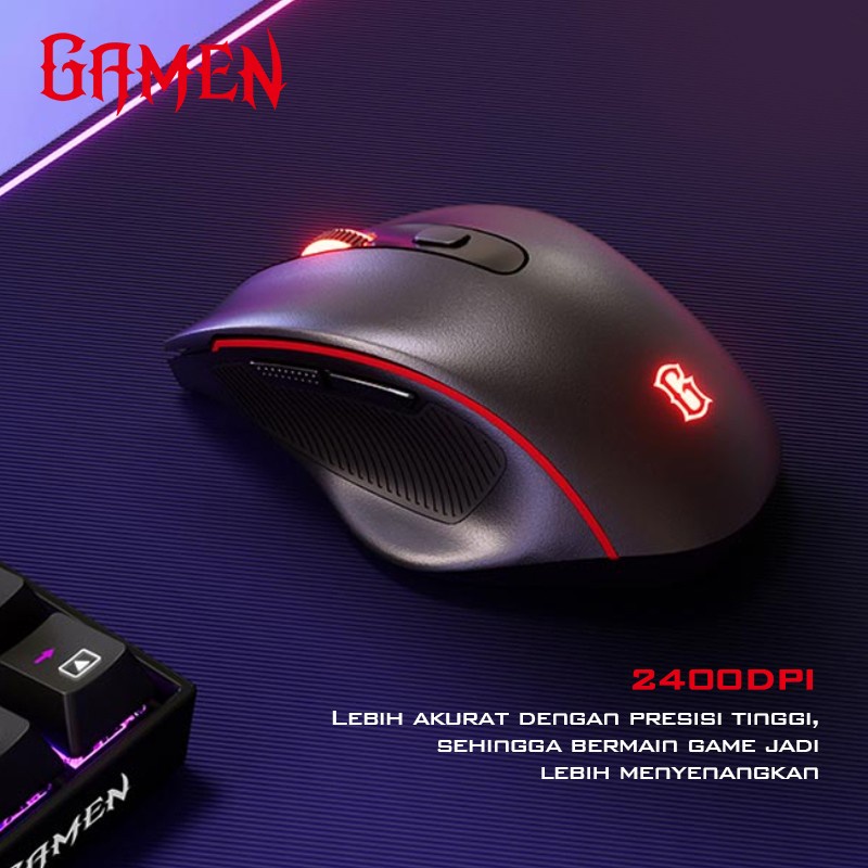 MOUSE GAMING TANPA KABEL GAMEN GM200W WIRELESS GAMING MOUSE 2400DPI ORIGINAL