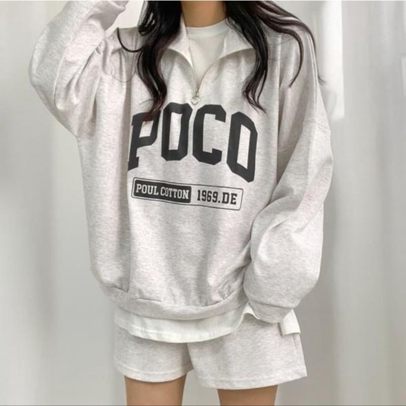 POCO COLAR Sweater Wanita | Sweater Kerah | Sweater Oversize bahan fleece