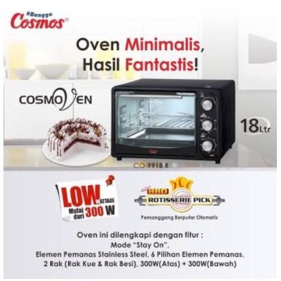 Cosmos Oven Listrik 18L Low Watt Electric CO 9918 CO9918