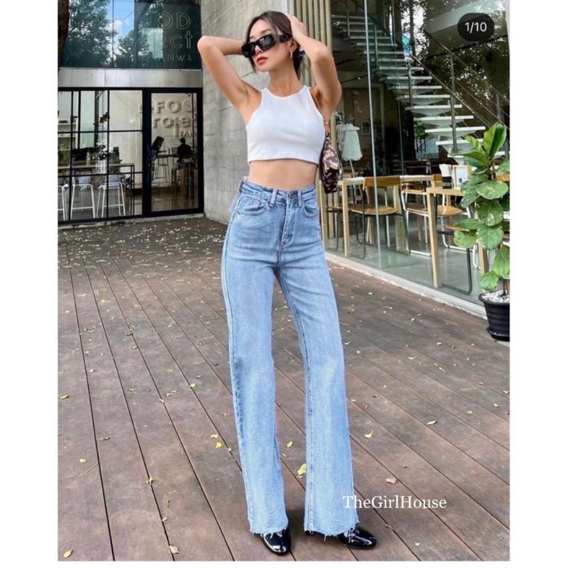 TheGirlHouse - KULOT HIGHWAIST LOOSE JEANS UNFINISH CINDY