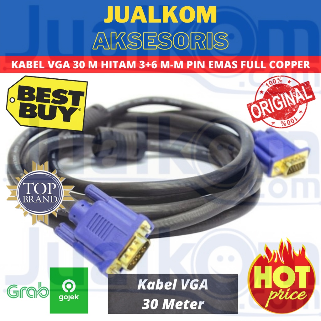 Kabel VGA 30 Meter M-M Gold Pin (3+6) Full Copper