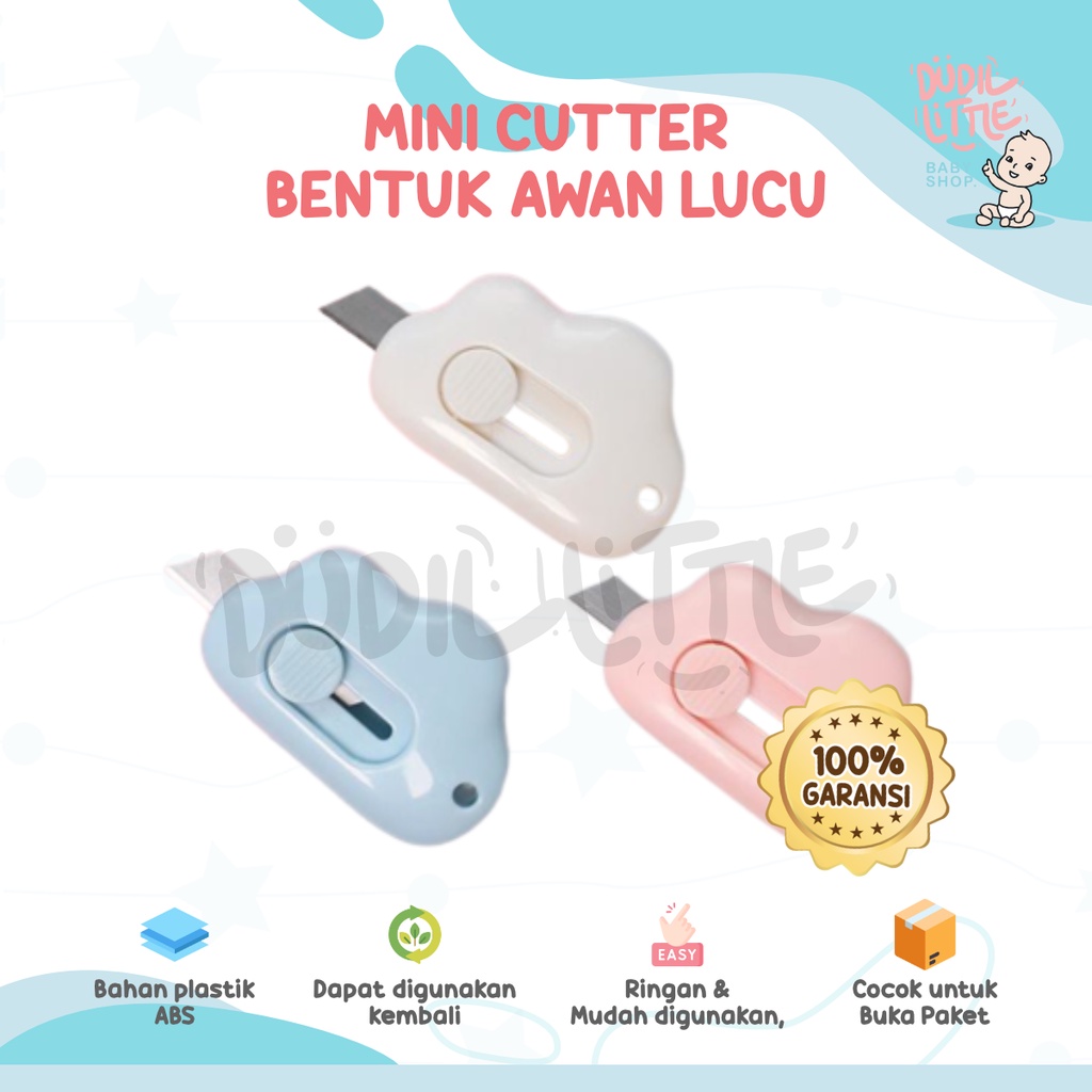 Cutter Mini Bentuk Awan Pisau Pemotong Mini Lucu Cutter Kertas Ukuran Mini Cutter Bentuk Karakter Awan Warna Pastel