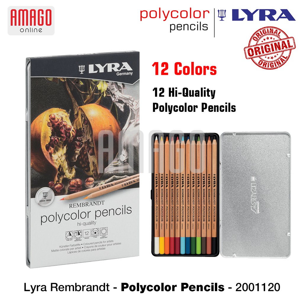 LYRA - REMBRANDT POLYCOLOR PENCILS - 12 PCS - ASSTD. COLORS - 2001120