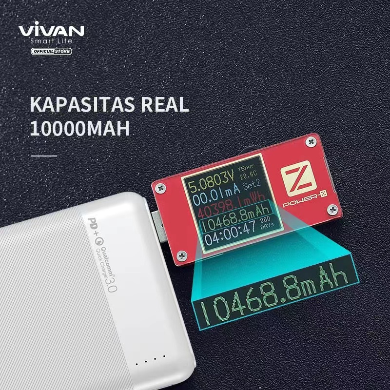 VIVAN VPB-M10 PowerBank 10000mah Fast Charging 3.0 18W Dual Input Port Type C &amp; Micro USB