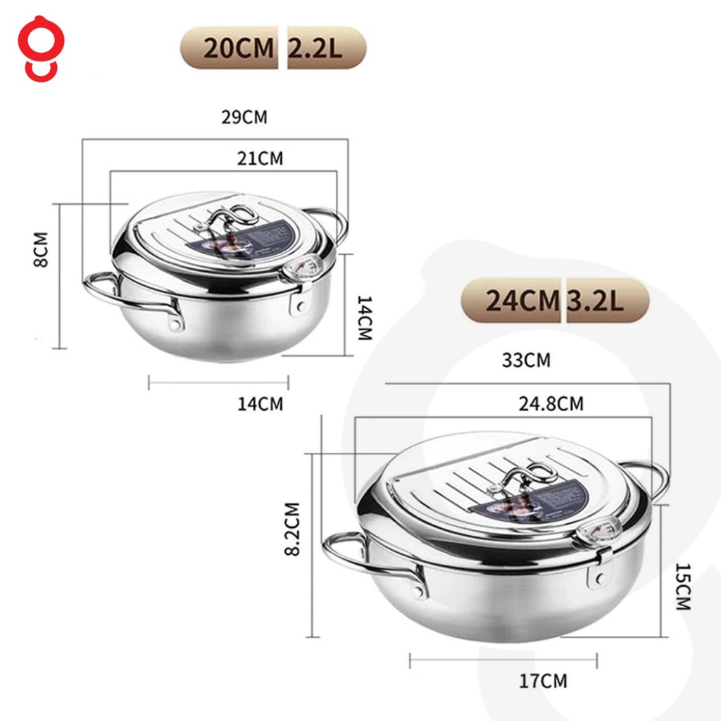 Panci Goreng Termometer | Deep Fryer Pot with Thermometer