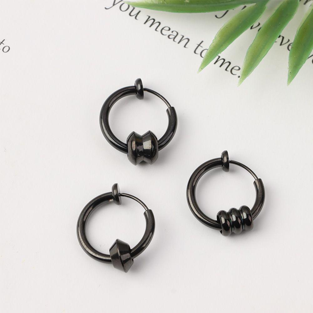 Preva Anting Punk Wanita Laki Laki Perempuan Tanpa Sakit Earring Clip Anting Stainless Steel Untuk Remaja Hoops Palsu