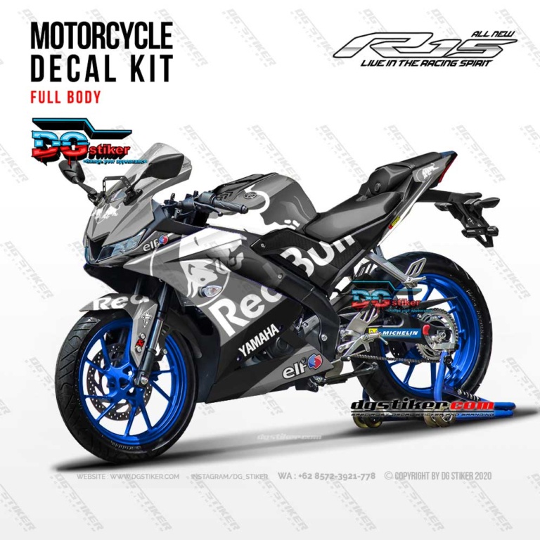 Decal Striping R15 V3 Grey Redbull DG Stiker