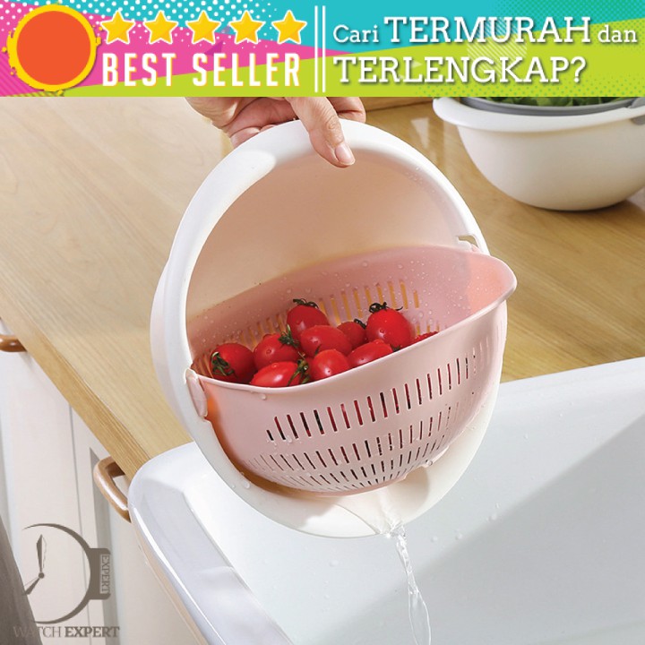 Bisa COD Baskom Saringan 2 layer Double Drain Basket Bowl Kitchen Strainer - Asy DP137