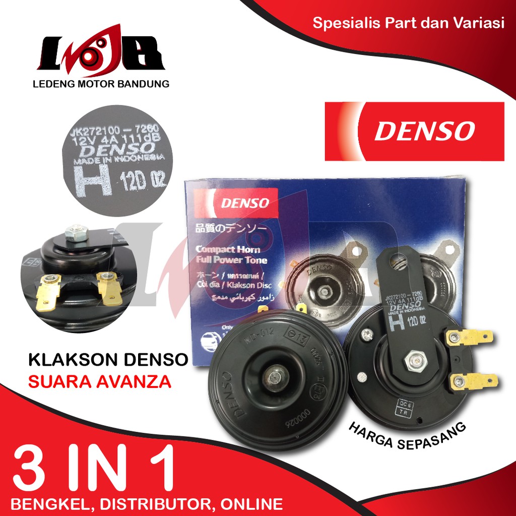 Sepasang Klakson Denso Disc Stereo Tone Suara Mobil Avanza Motor Bisa Pakai