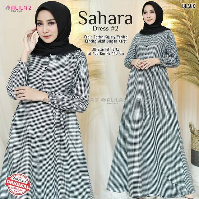Sahara dress gamis motif kotak bahan katun