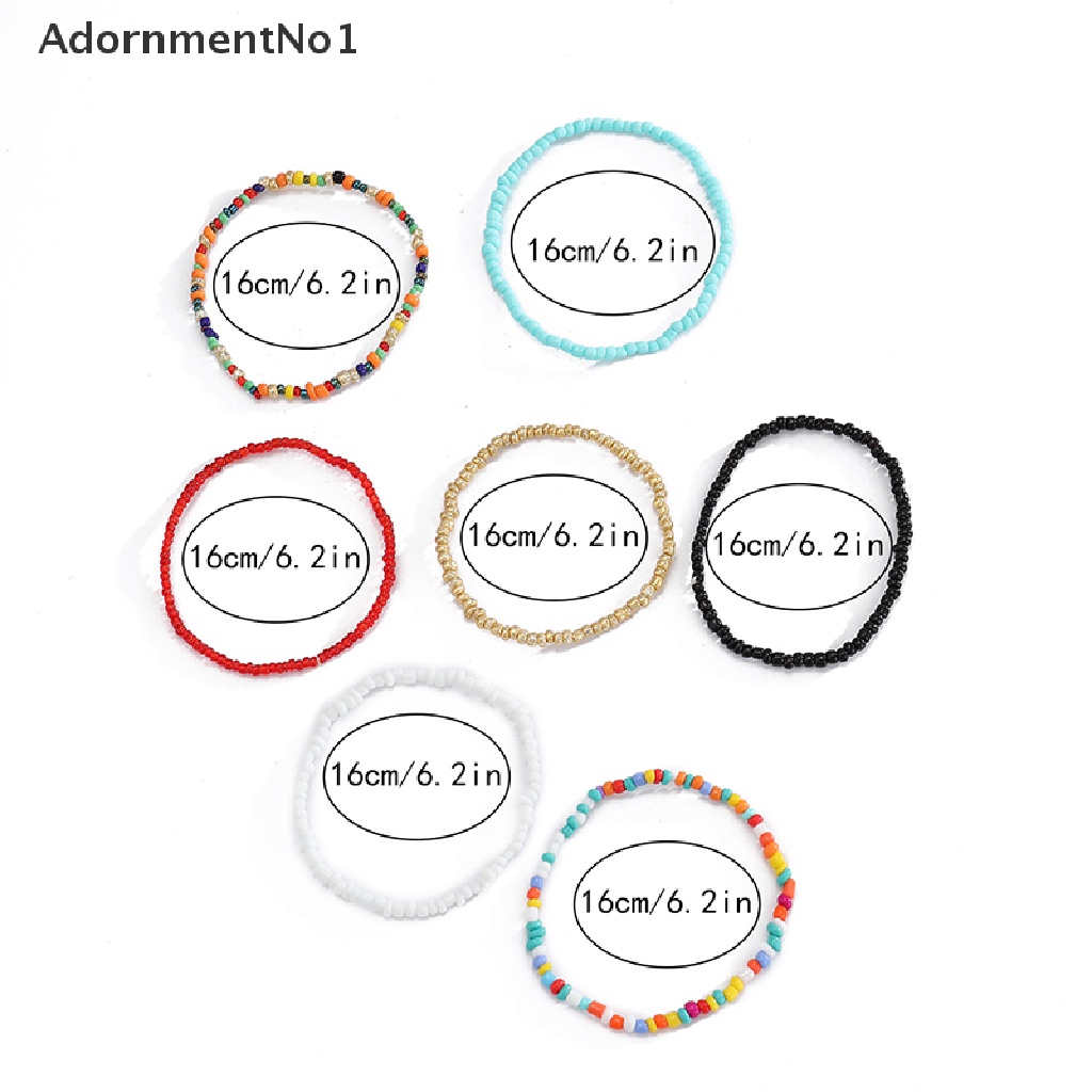 (AdornmentNo1) 7pcs / Set Gelang Tangan Elastis Gaya Bohemia Aksen Manik-Manik Warna-Warni Untuk Perhiasan Wanita