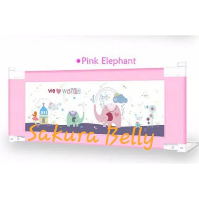 Bed Rail Naik Turun Pengaman Ranjang Bayi (Pink Elephant)