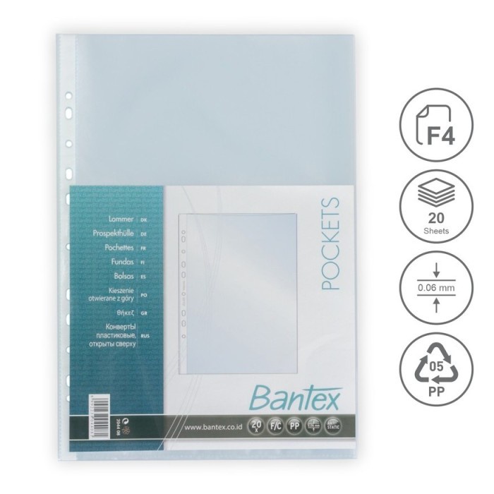 

READY Bantex Pocket Ordner Antiglare 20 Lembar 0.06mm Size Folio (F4) 8044 - PocketAntiglare BERKUALITAS