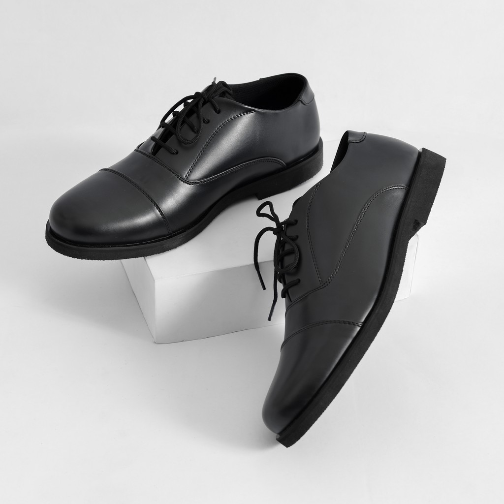 Oxford Casual Full Black | Sepatu Pantofel Pria Cowok Kerja Kantor Original Footwear | ARF FORIND