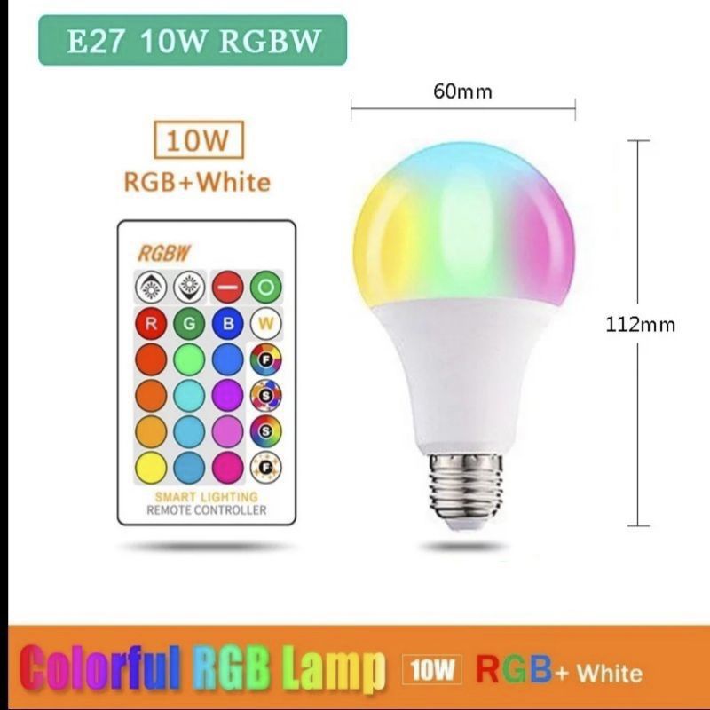 Lampu Bohlam 10W LED RGB Berubah Warna Warni Remote control original lampu Hias Warna Warni Lampu Kamar tidur