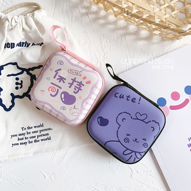 Headphone Storage Box Charging Cable Cute Cartoon Pattern Japanese And Korean Creative Design Dve8
