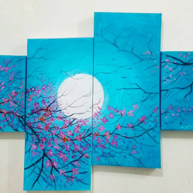 Lukisan minimalis, lukisan bunga sakura , lukisan murah