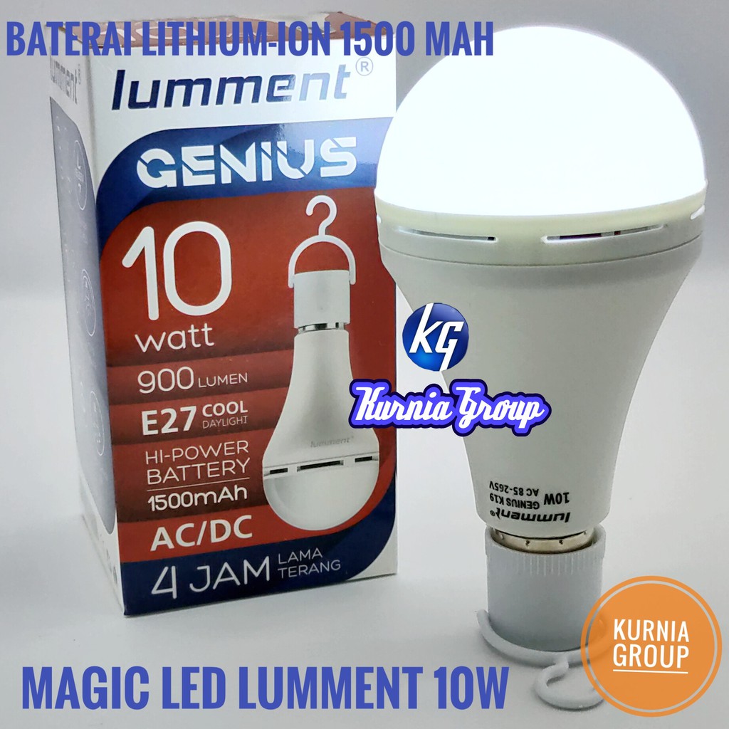 LAMPU LED EMERGENCY 20W,10W 7W AJAIB LUMMENT GENIUS MAGIC LAMP SENTUH BATERAI LITHIUM TERANG &amp; AWET