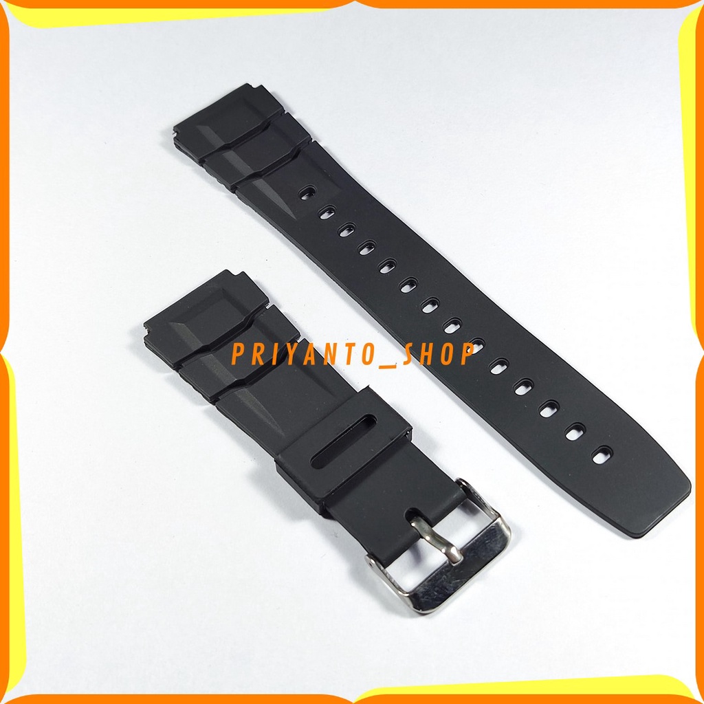 Tali jam tangan Rubber Karet Silicone 22mm Casio Hitam Strap Mantull 22mm Terbaik