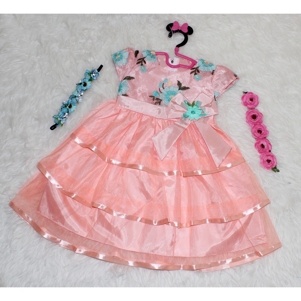 Dress Belis/Kasual Dress Brukat /Promo Gaun Anak Impor/ Fashion Anak/ Baju Pesta Murah