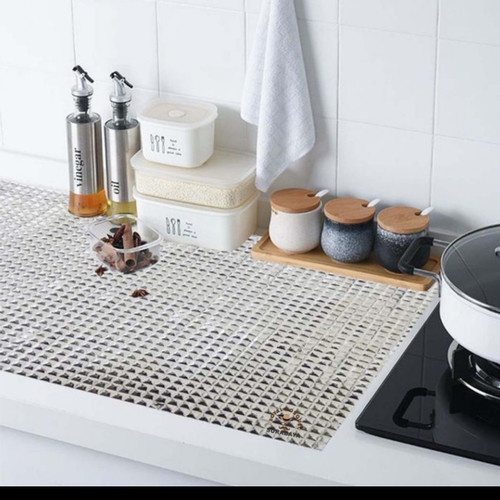 Alas aluminium serbaguna mat meja makan laci rak lemari dapur minyak A