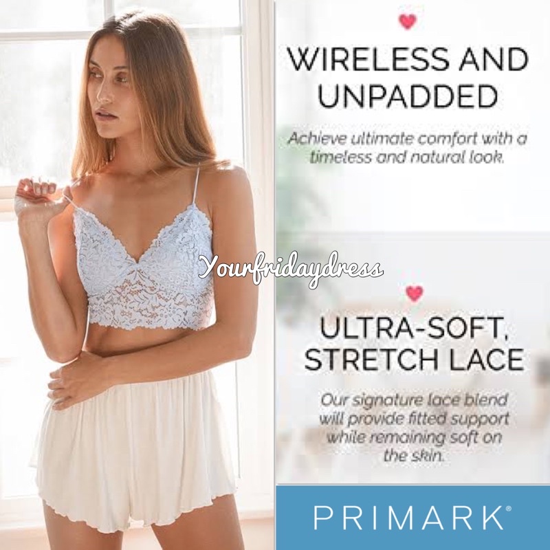 PRIMARK Secret Possessions Shavela Longline Pastel Lace Wireless Bralette Bra Rumah Wirefree Bh Tidu