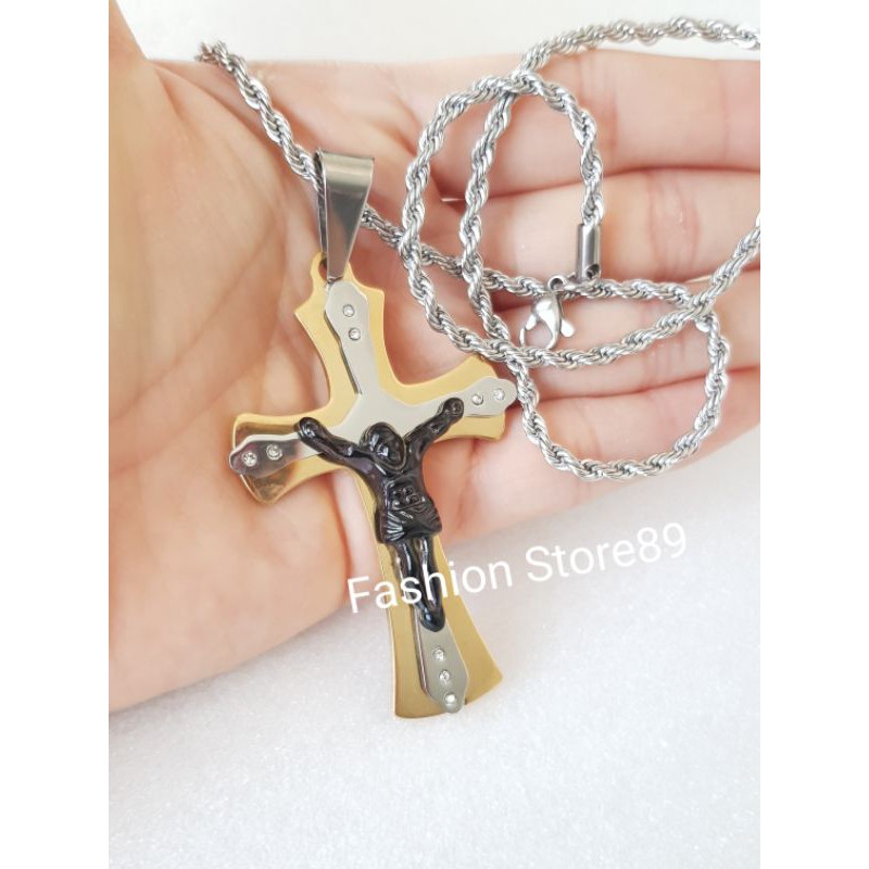 New import kalung Titanium salib Jesus kalung Fashion rohani Anti Karat Import bestquality Antikarat