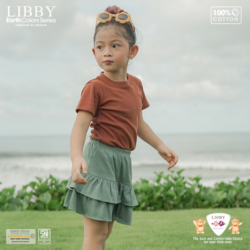 Libby Earth Colors Lilo Skirt Cotton Segiempat 3-6thn 1pcs Rok Double Ruffle Rok Anak Bayi Perempuan