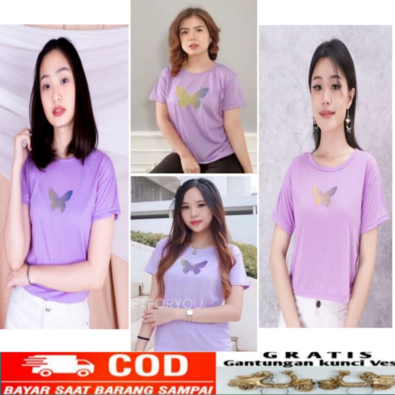 BUTTERFLY Kaos Ungu Kaos lilac Kaos murah Kaos ungu wanita Kaos lilac wanita Kaos ungu Anak