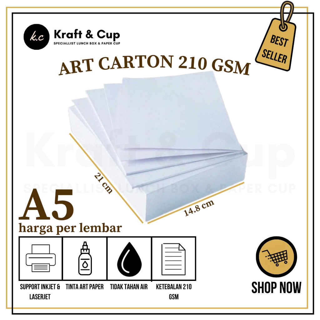 

Art Carton A5 210 gsm isi 100 lembar / Kertas Art Carton A5 / Kertas Karton A5