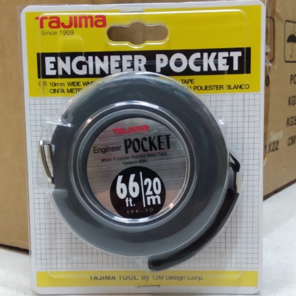 TAJIMA METERAN 20M 66ft - POCKET ENGINEER BESI POLYESTER 20 M 66 ft - ENGINER ALAT UKUR 20 METER - U