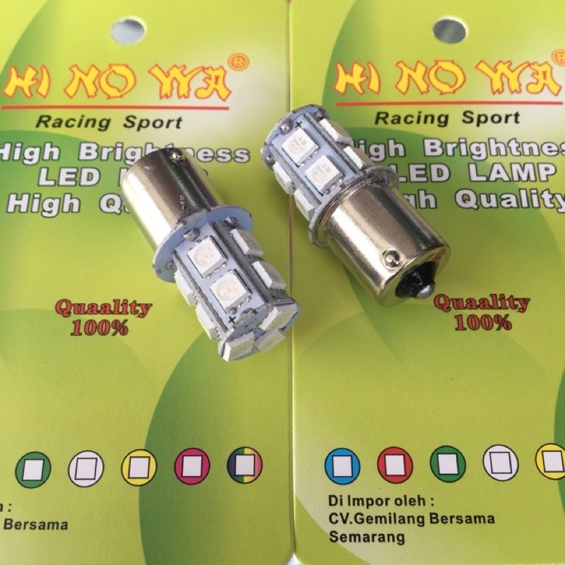 Lampu sein bayonet 13led 24VOLT kaki 1 Blitz Nyala Hijau