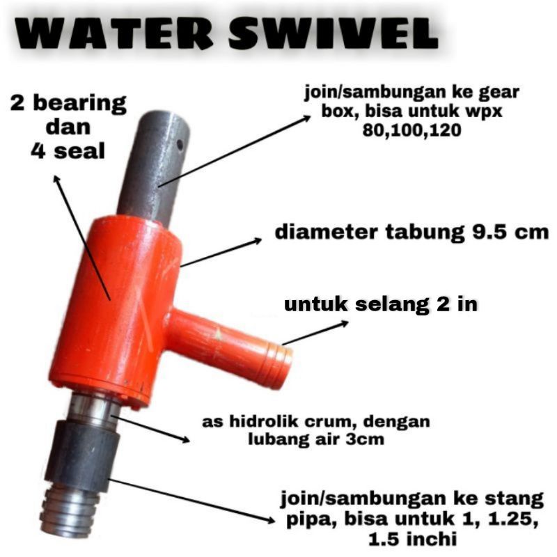 Water Swivel / Swipel / Sivel / Spool kop / Jantung Air / Bor Sumur / Bisa Untuk 1 - 1 1/2 Inchi