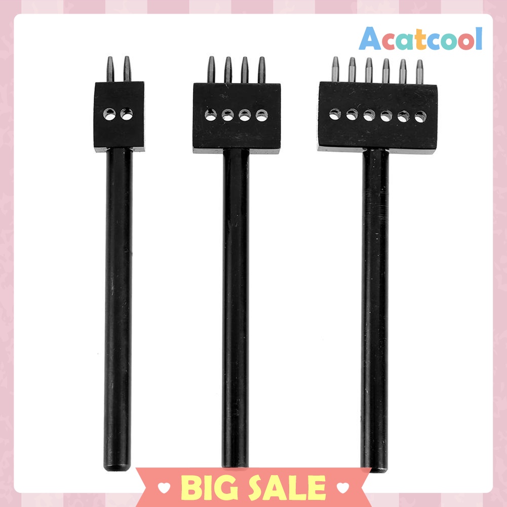 3pcs/Set 5mm Pitch 2 4 6 Prong Hardened Leather Hole Punch Leather Stitch