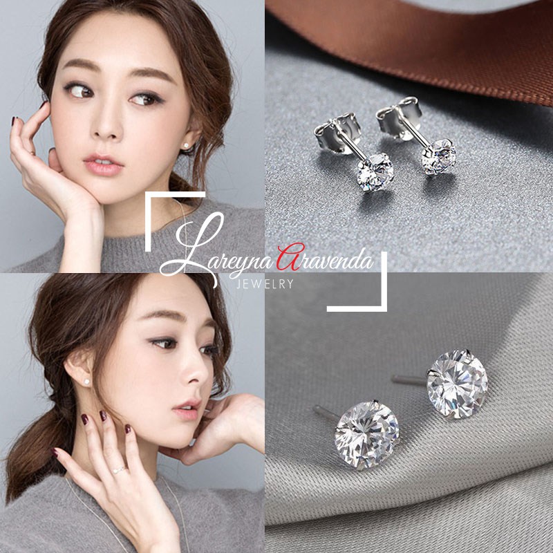 Anting Wanita Titanium Asli Crystal Kristal Zircon AAA ET005