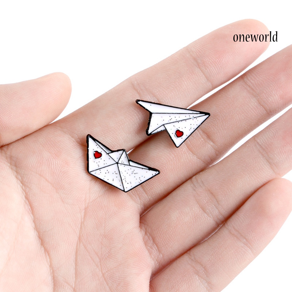 OW@ Unisex Origami Airplane Boat Enamel Brooch Pin Jacket Bag Badge Friend Gift